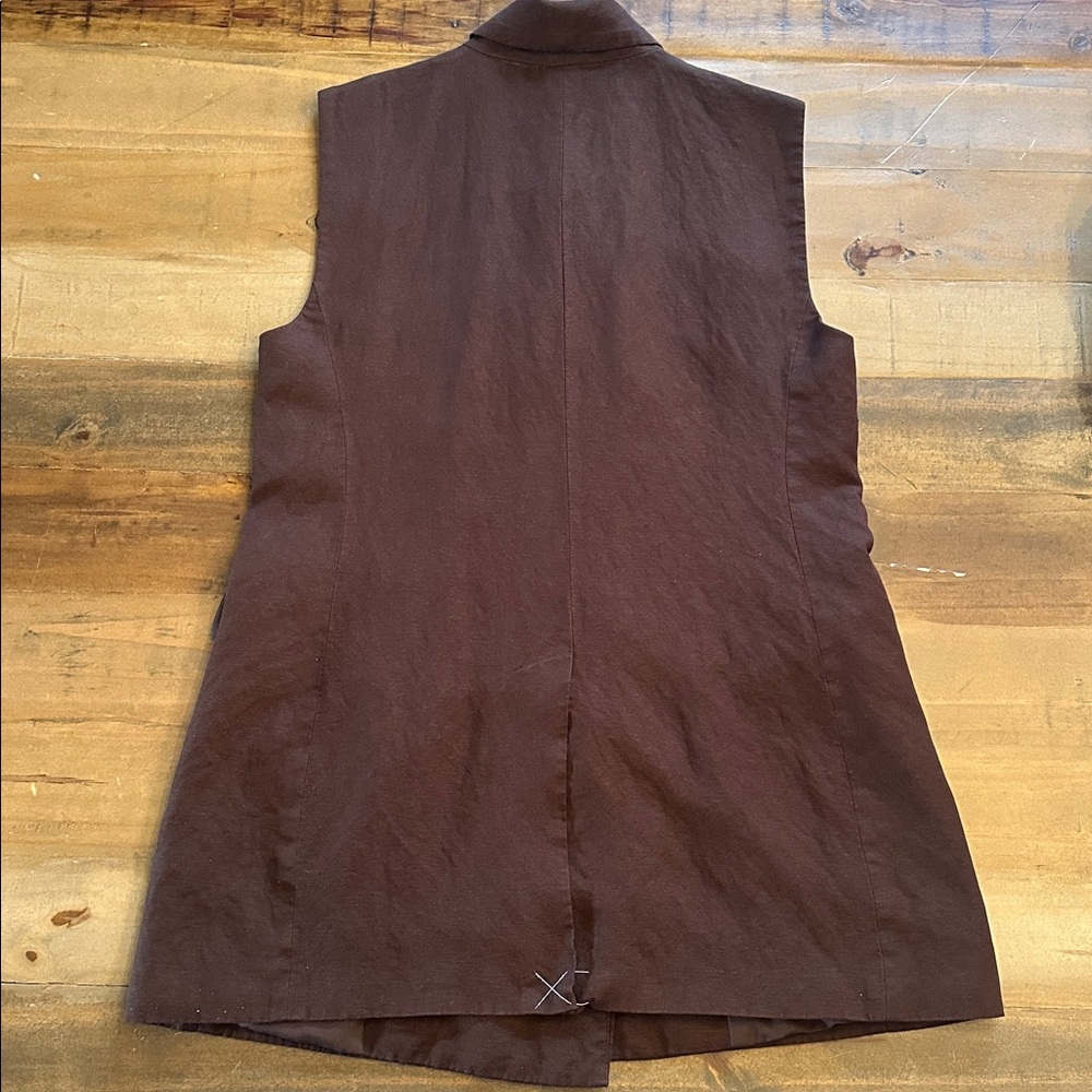 LOFT Chocolate Brown Sleeveless Blazer Vest - Picture 7 of 13